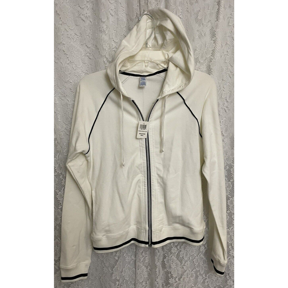Food Locker Leady White/black Sweatshirt Zip Up Hoodie NWT